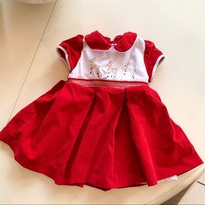 Dondolo Smocked Reindeer Christmas Dress